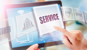 Servicesymbol auf einem Tablet als Darstellung der Online Servicehistorie von VW