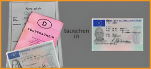 Führerschein umtauschen: links sind alte Führerscheine wie der rosa Führerschein, der graue Führerschein und der alte Scheckkartenführerschein von 1999 zu sehen und rechts der neue EU-Führerschein